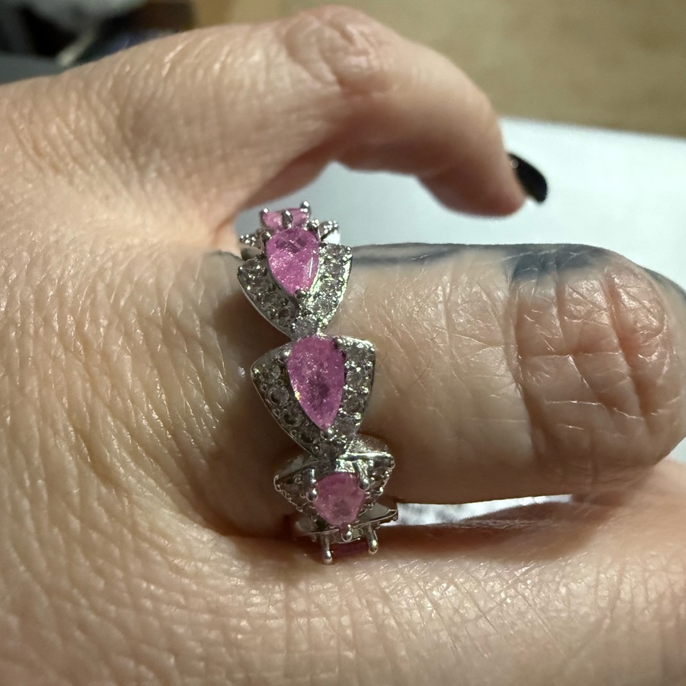 Elegant Pink and Silver Women's Ring